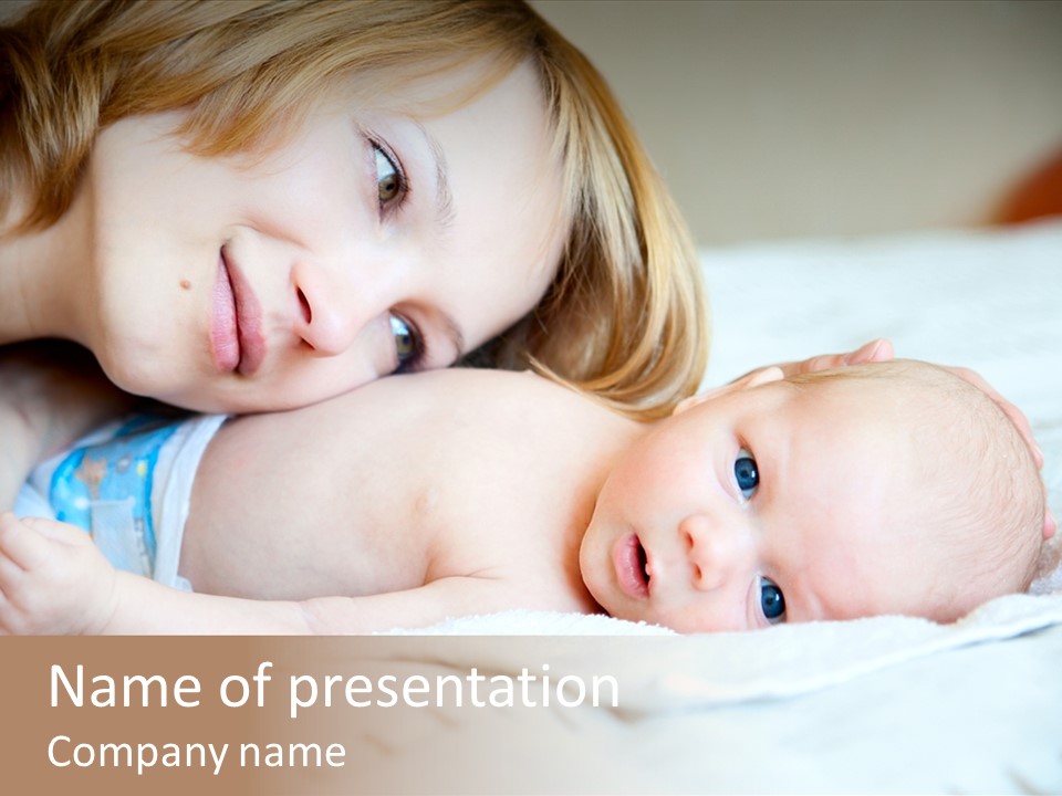 Happy Mother With Newborn Baby PowerPoint Template