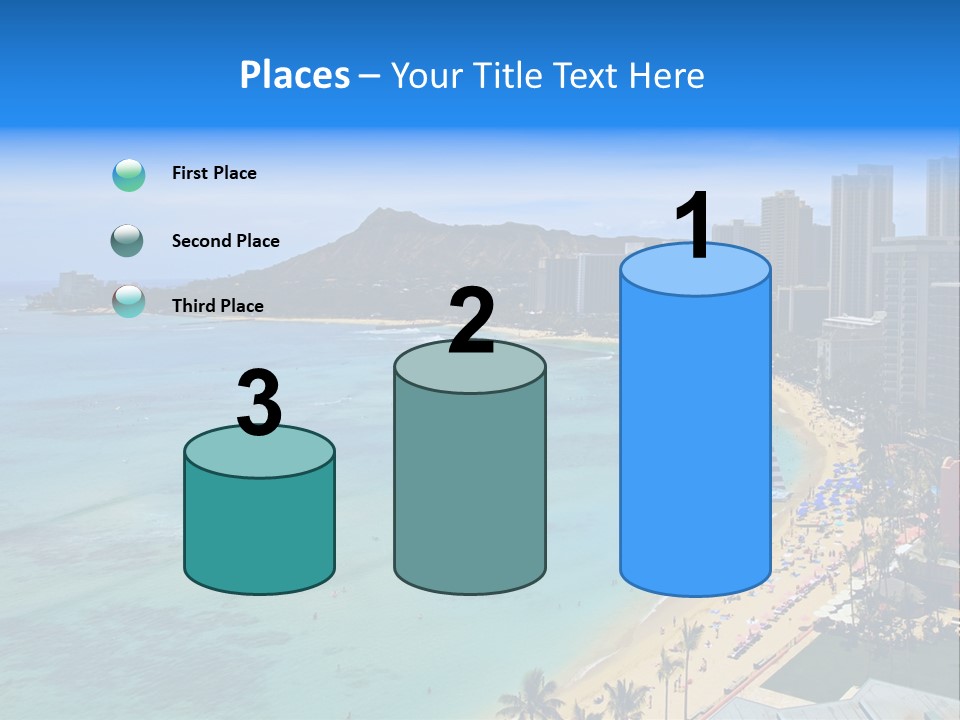 Waikiki Beach And Diamond Head Crater On The Hawaiian Island Of Oahu PowerPoint Template