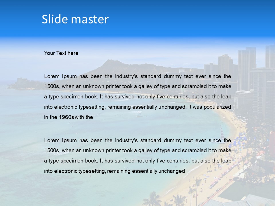 Waikiki Beach And Diamond Head Crater On The Hawaiian Island Of Oahu PowerPoint Template