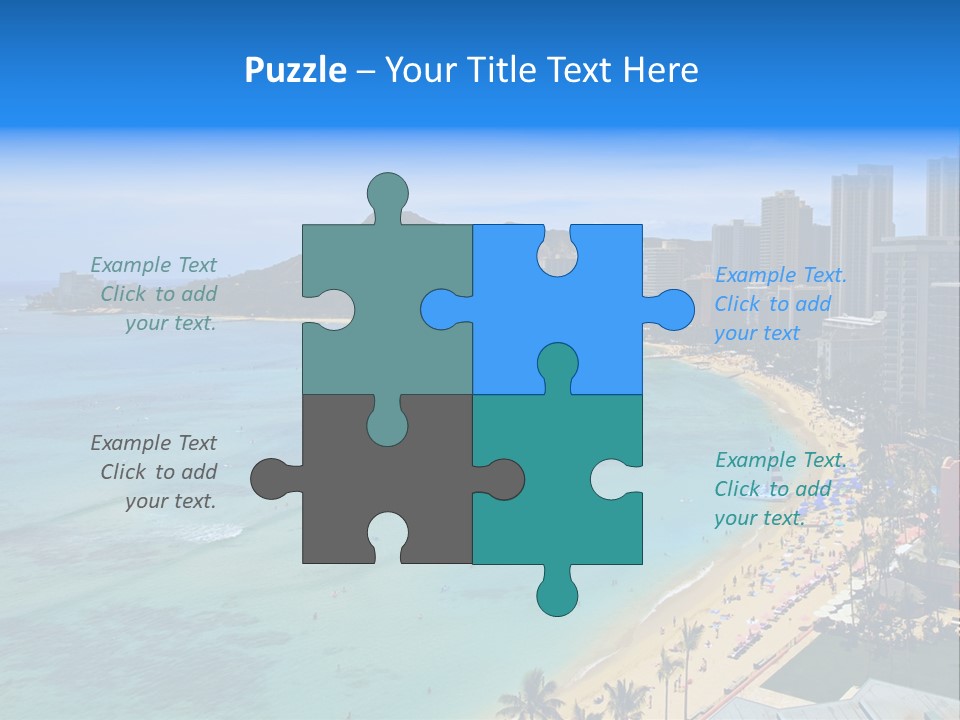 Waikiki Beach And Diamond Head Crater On The Hawaiian Island Of Oahu PowerPoint Template