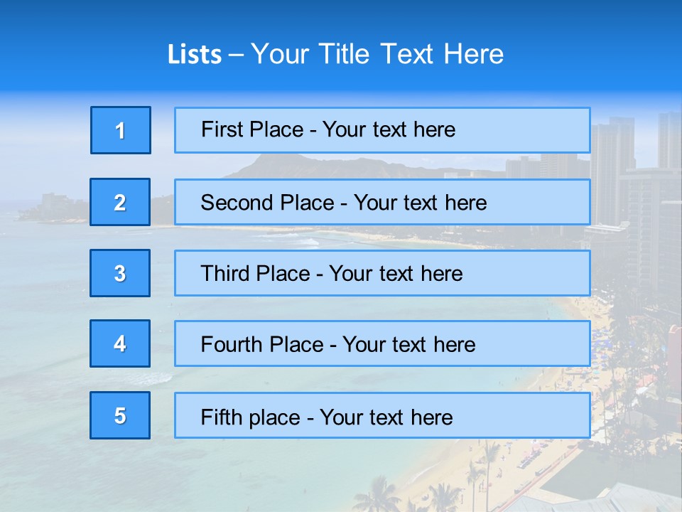 Waikiki Beach And Diamond Head Crater On The Hawaiian Island Of Oahu PowerPoint Template