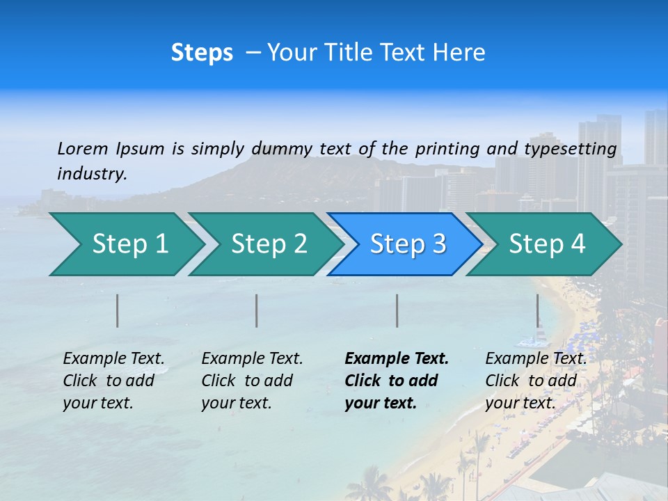 Waikiki Beach And Diamond Head Crater On The Hawaiian Island Of Oahu PowerPoint Template