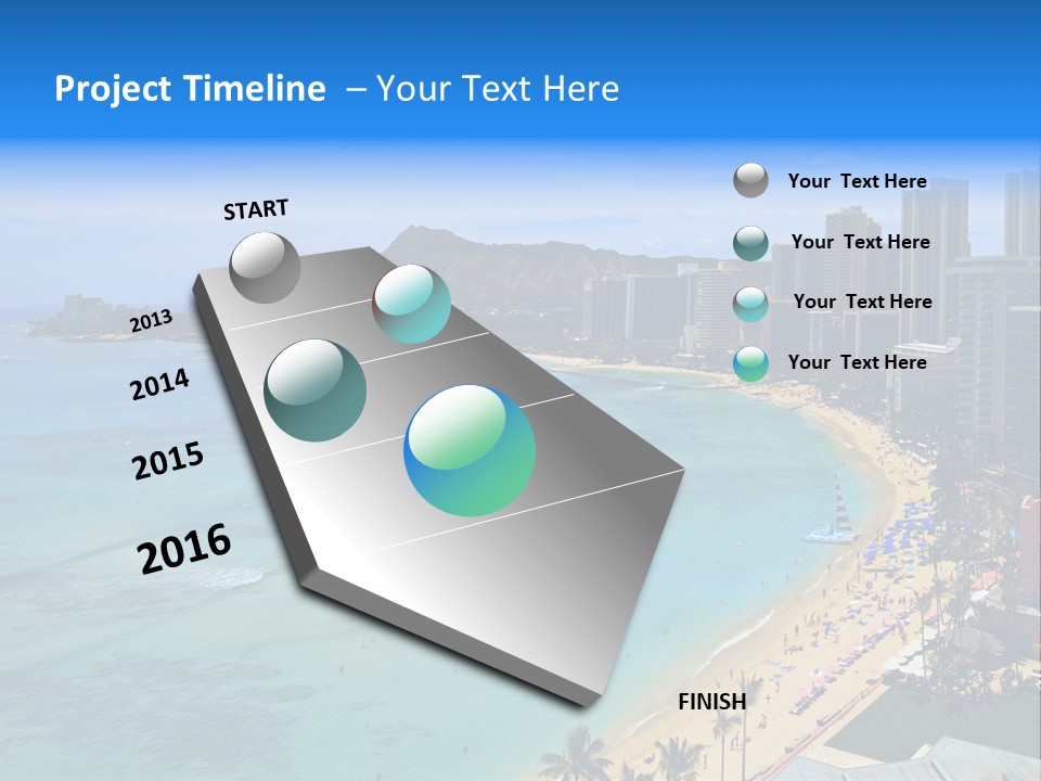 Waikiki Beach And Diamond Head Crater On The Hawaiian Island Of Oahu PowerPoint Template