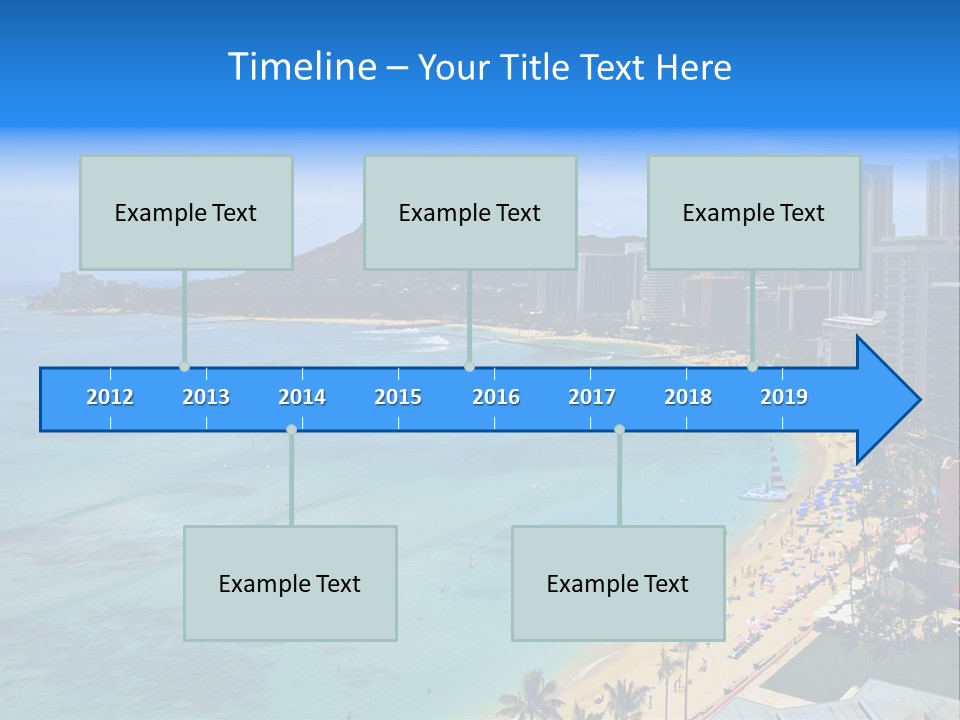 Waikiki Beach And Diamond Head Crater On The Hawaiian Island Of Oahu PowerPoint Template
