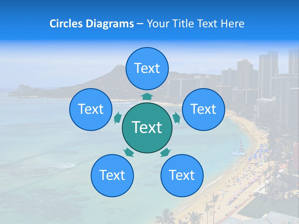 Waikiki Beach And Diamond Head Crater On The Hawaiian Island Of Oahu PowerPoint Template