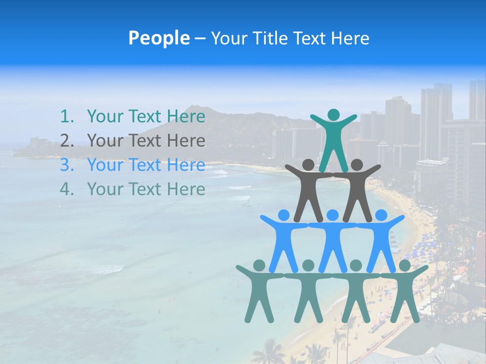 Waikiki Beach And Diamond Head Crater On The Hawaiian Island Of Oahu PowerPoint Template