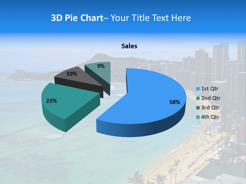Waikiki Beach And Diamond Head Crater On The Hawaiian Island Of Oahu PowerPoint Template