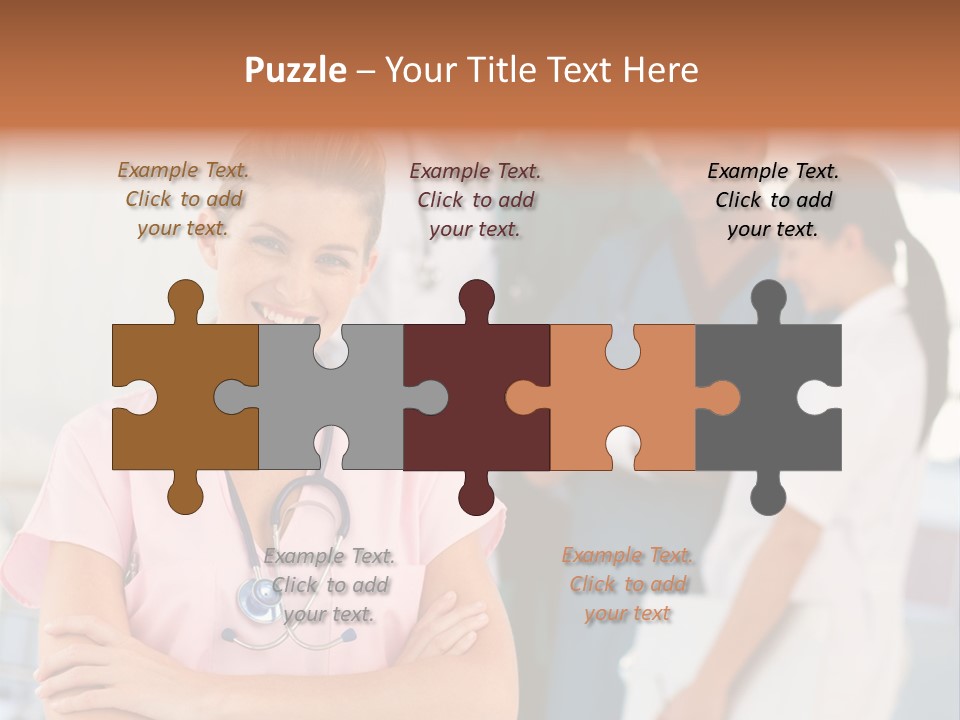 Smiling Nurse With Doctors In The Background PowerPoint Template