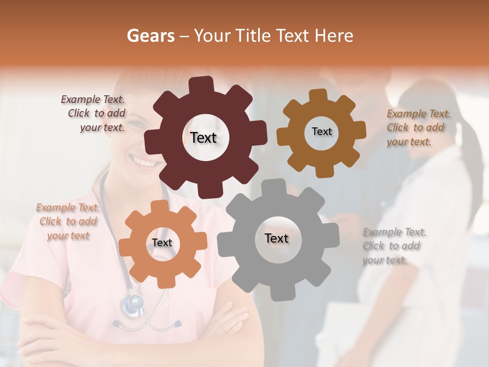 Smiling Nurse With Doctors In The Background PowerPoint Template