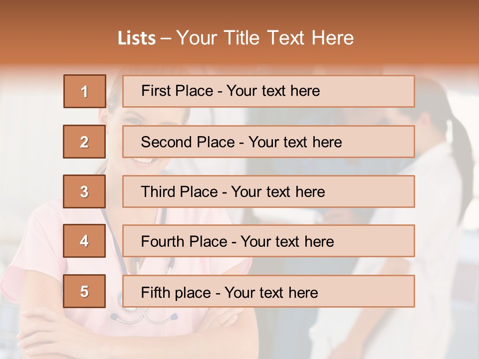 Smiling Nurse With Doctors In The Background PowerPoint Template