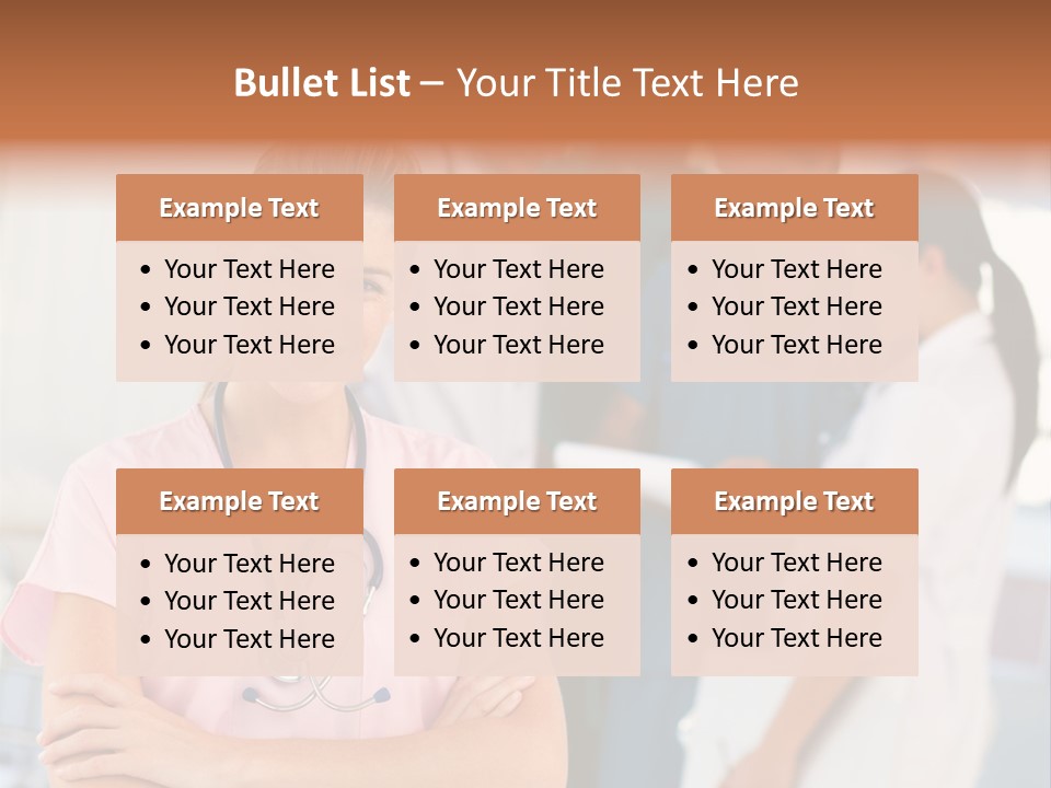 Smiling Nurse With Doctors In The Background PowerPoint Template