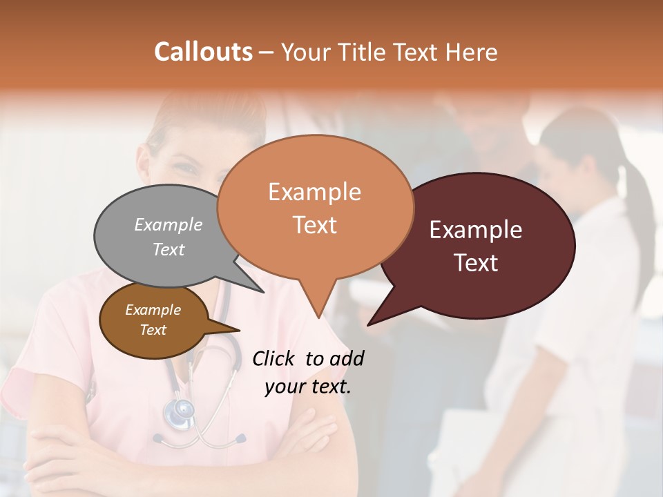 Smiling Nurse With Doctors In The Background PowerPoint Template