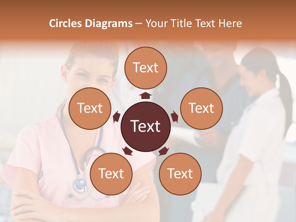 Smiling Nurse With Doctors In The Background PowerPoint Template