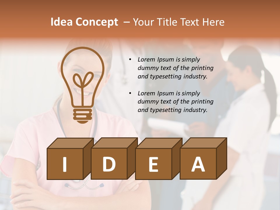 Smiling Nurse With Doctors In The Background PowerPoint Template