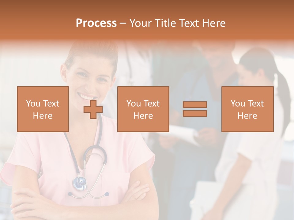 Smiling Nurse With Doctors In The Background PowerPoint Template
