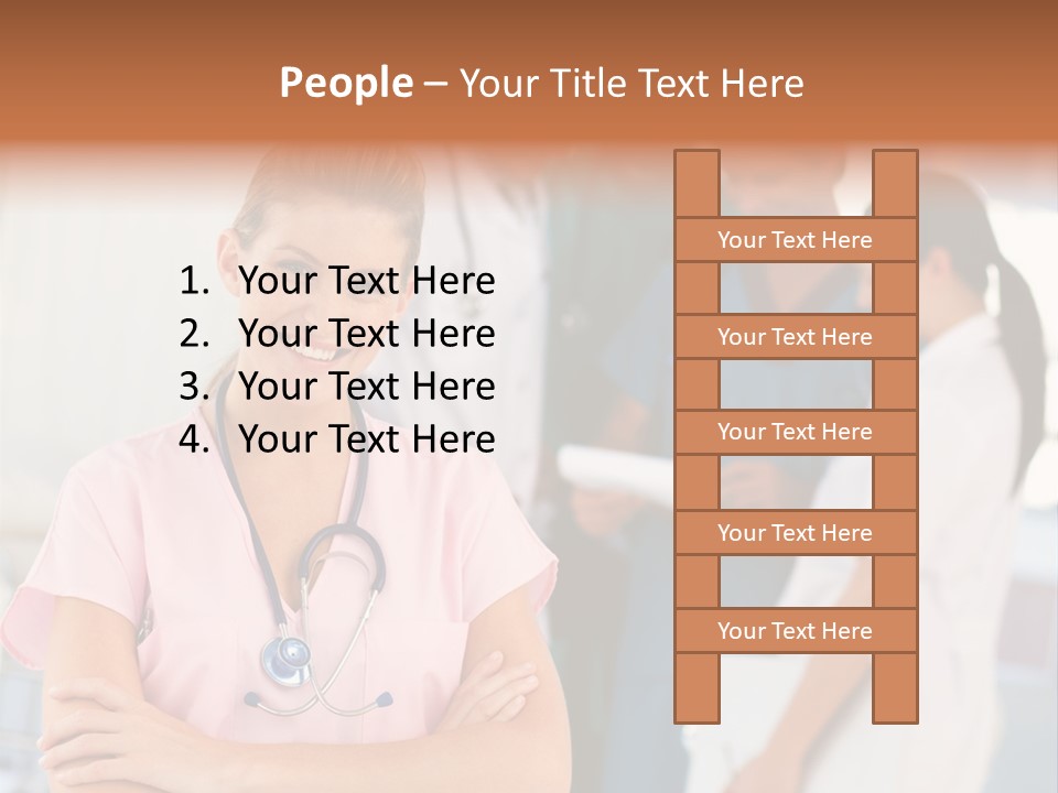 Smiling Nurse With Doctors In The Background PowerPoint Template