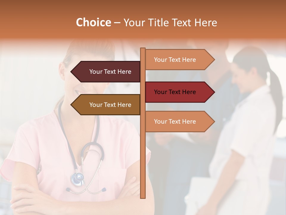 Smiling Nurse With Doctors In The Background PowerPoint Template