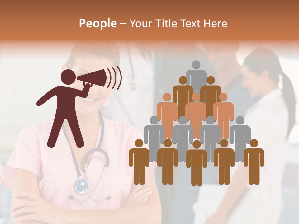 Smiling Nurse With Doctors In The Background PowerPoint Template