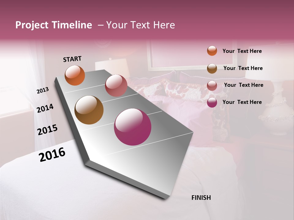 Attractive Fun Bright Modern Bedroom For Young Girls. PowerPoint Template