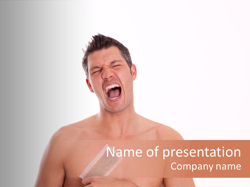 Man Waxing His Breast To Depilate Hair PowerPoint Template