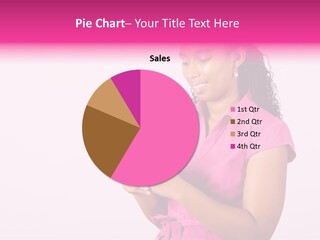 African Woman Reading Text Messages On Cellphone PowerPoint Template