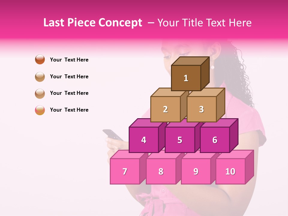 African Woman Reading Text Messages On Cellphone PowerPoint Template