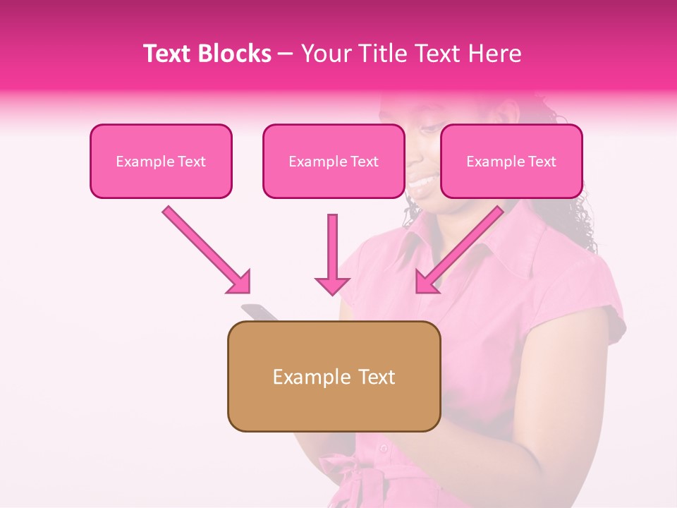 African Woman Reading Text Messages On Cellphone PowerPoint Template
