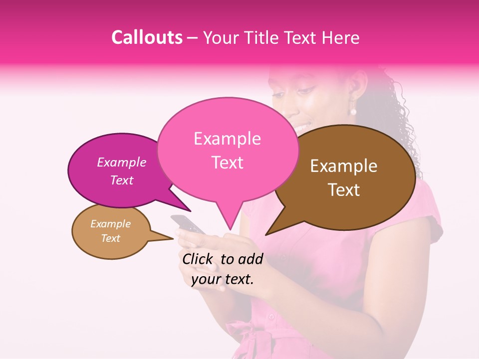 African Woman Reading Text Messages On Cellphone PowerPoint Template