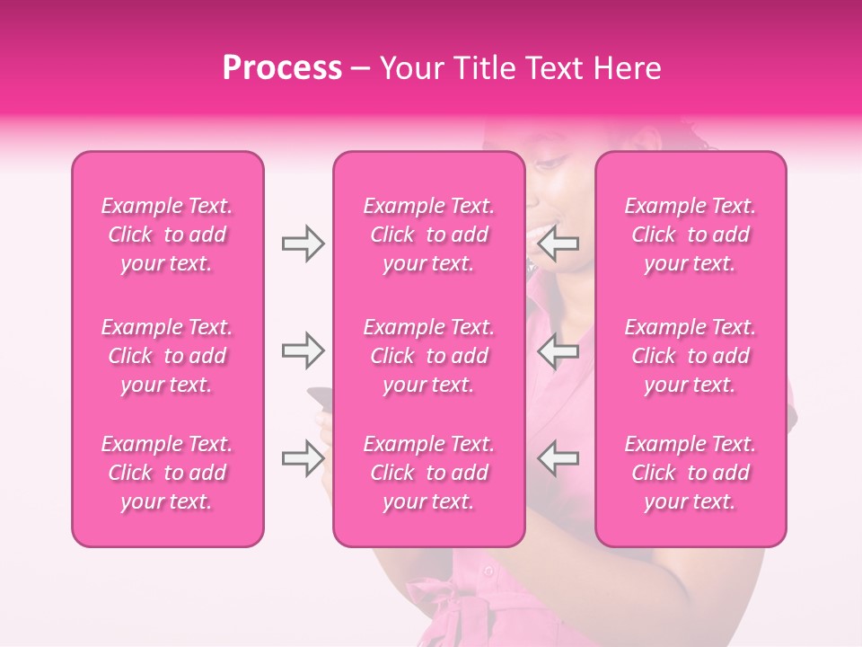 African Woman Reading Text Messages On Cellphone PowerPoint Template