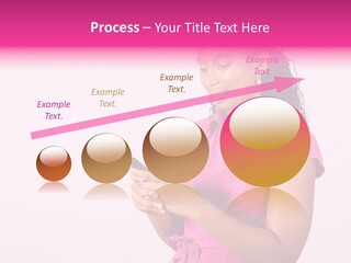 African Woman Reading Text Messages On Cellphone PowerPoint Template