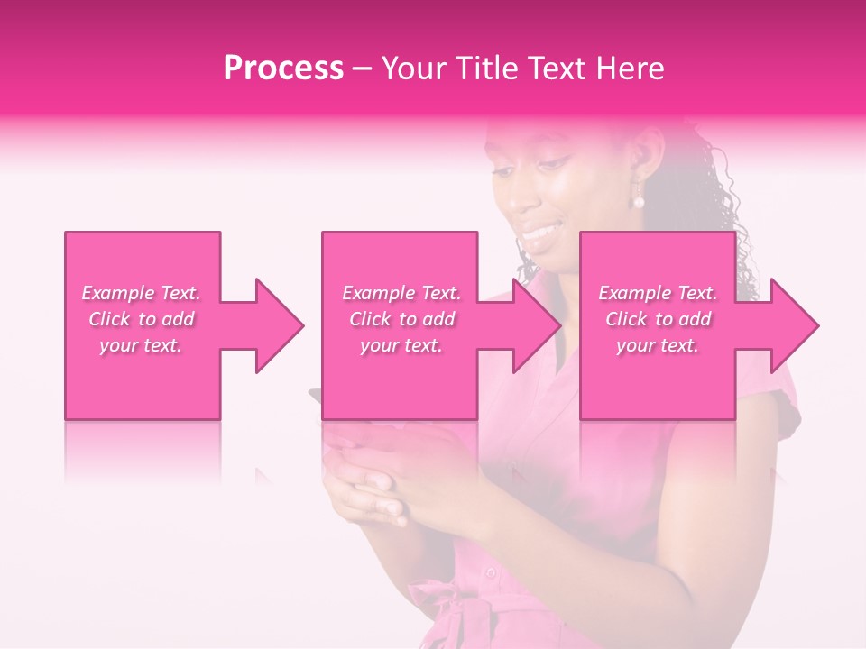 African Woman Reading Text Messages On Cellphone PowerPoint Template