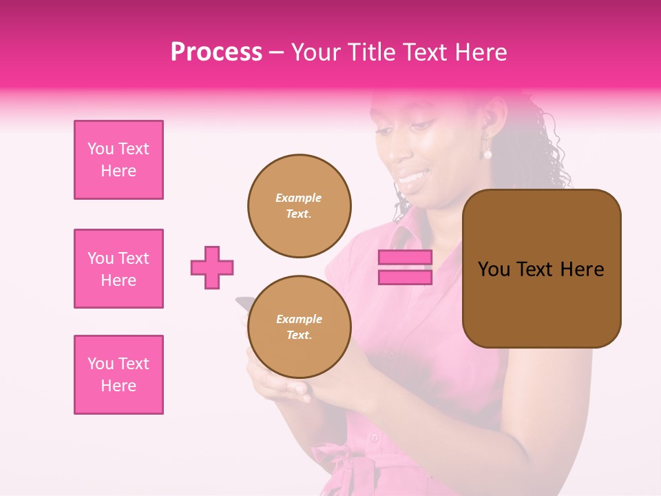 African Woman Reading Text Messages On Cellphone PowerPoint Template