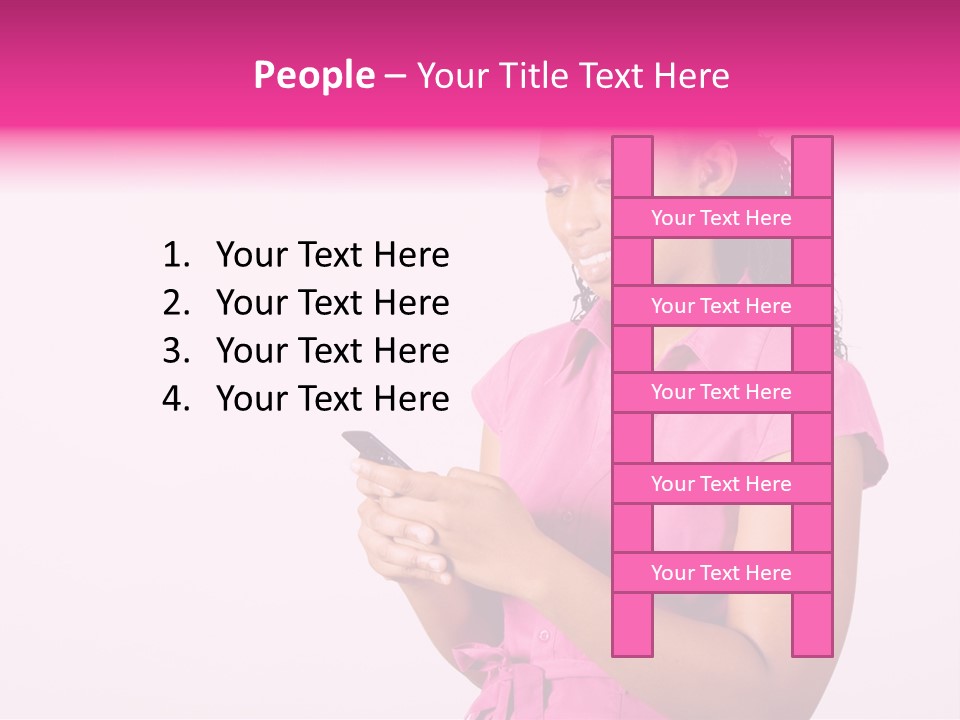 African Woman Reading Text Messages On Cellphone PowerPoint Template