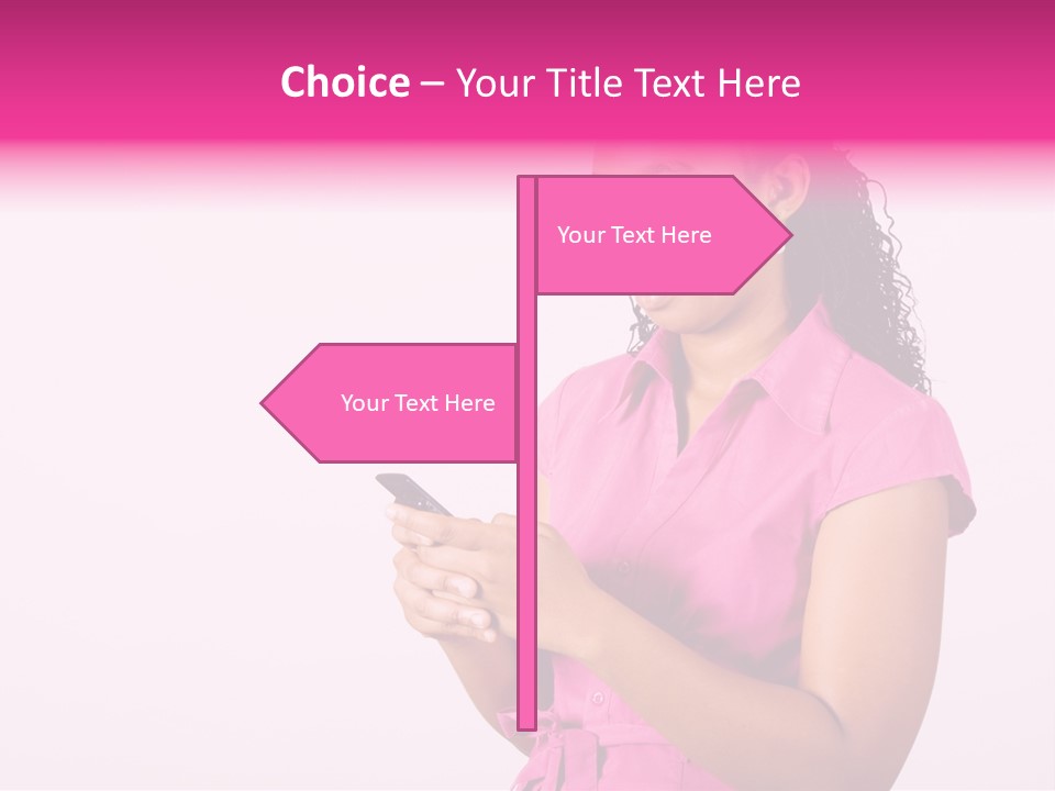 African Woman Reading Text Messages On Cellphone PowerPoint Template
