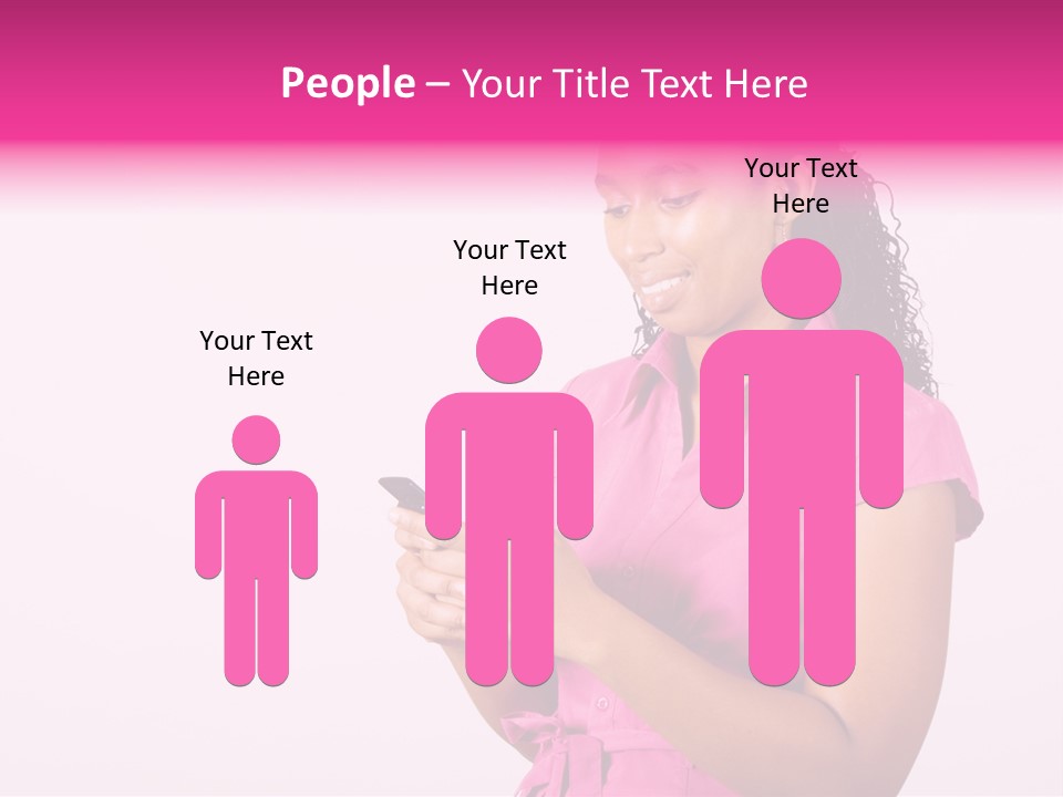 African Woman Reading Text Messages On Cellphone PowerPoint Template