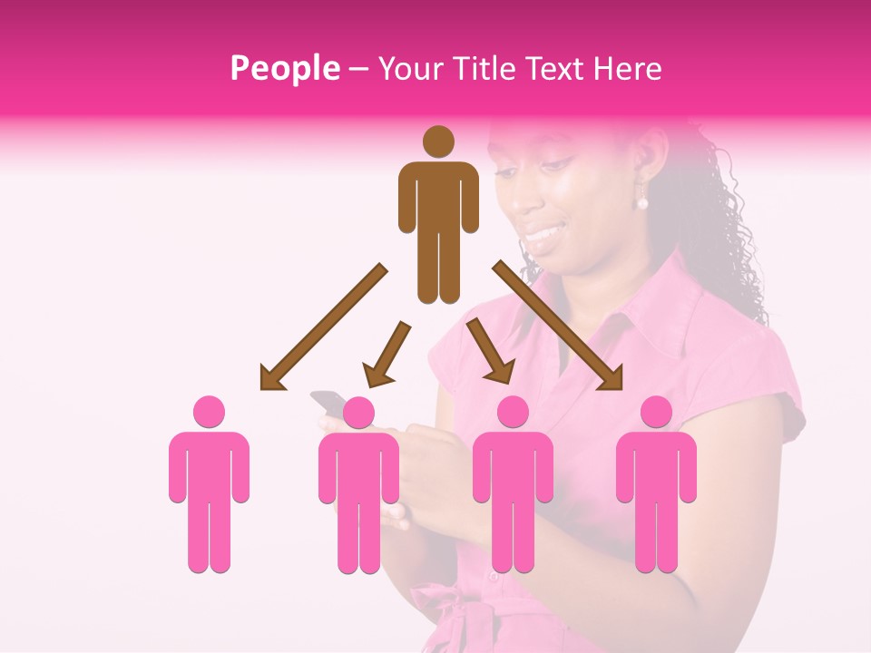 African Woman Reading Text Messages On Cellphone PowerPoint Template