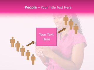 African Woman Reading Text Messages On Cellphone PowerPoint Template