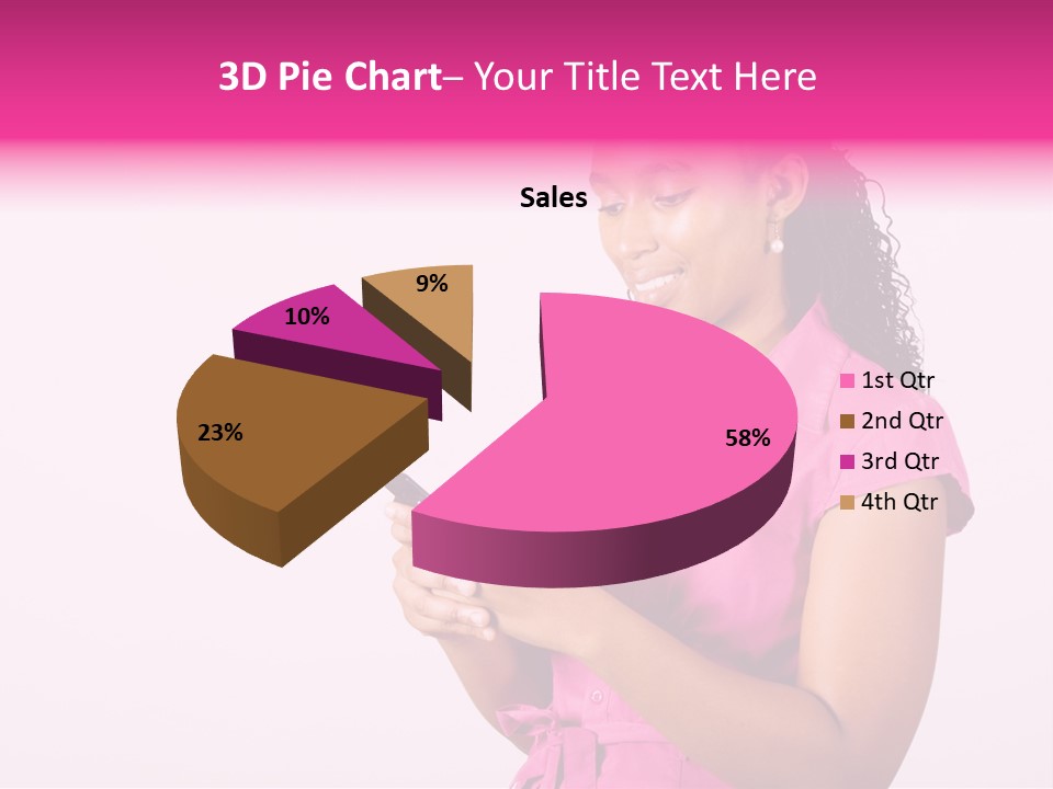 African Woman Reading Text Messages On Cellphone PowerPoint Template