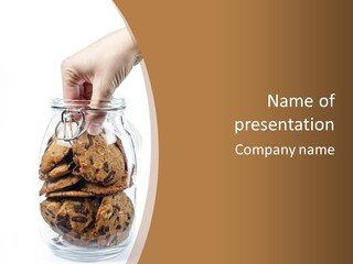 A Hand Taking Cookies From A Glass Jar On White Background PowerPoint Template