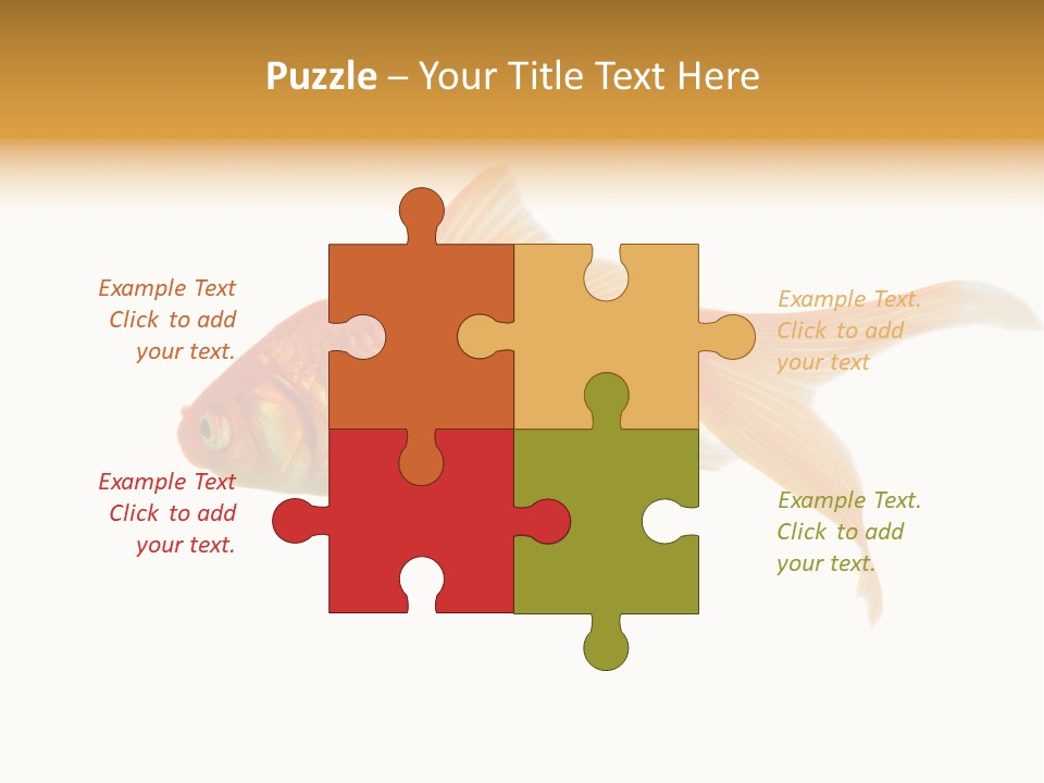 Gold Fish Swimming Isolated On A White Background PowerPoint Template