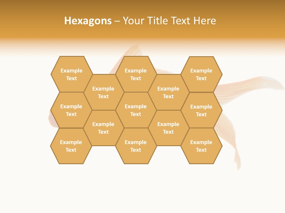 Gold Fish Swimming Isolated On A White Background PowerPoint Template