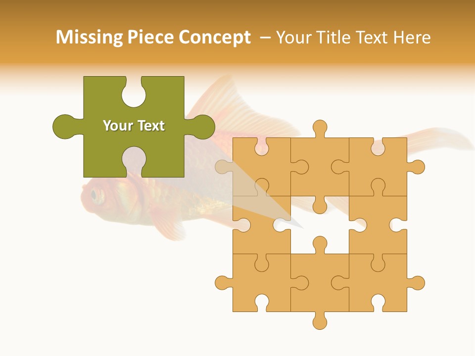 Gold Fish Swimming Isolated On A White Background PowerPoint Template