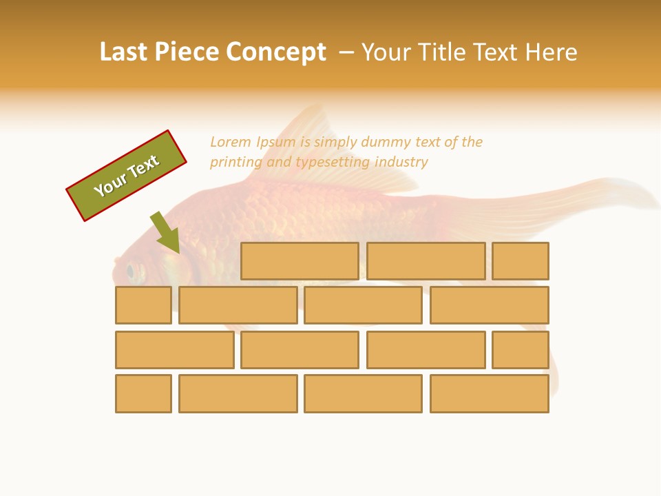 Gold Fish Swimming Isolated On A White Background PowerPoint Template