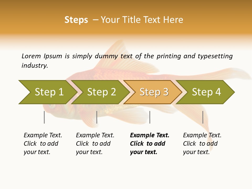 Gold Fish Swimming Isolated On A White Background PowerPoint Template