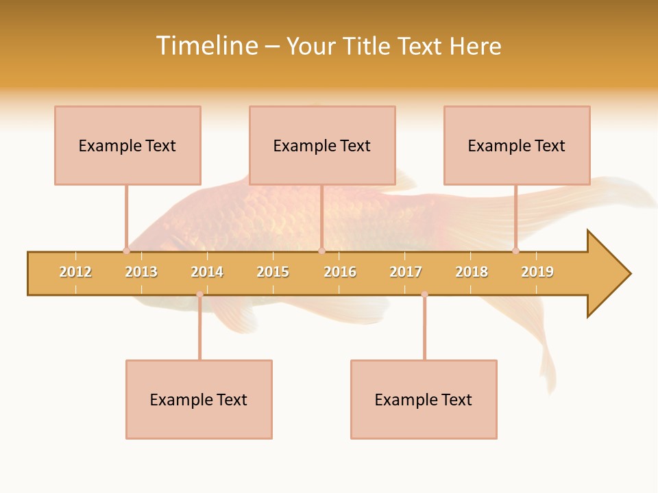 Gold Fish Swimming Isolated On A White Background PowerPoint Template