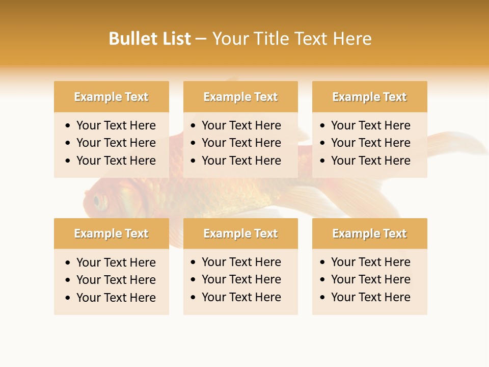 Gold Fish Swimming Isolated On A White Background PowerPoint Template