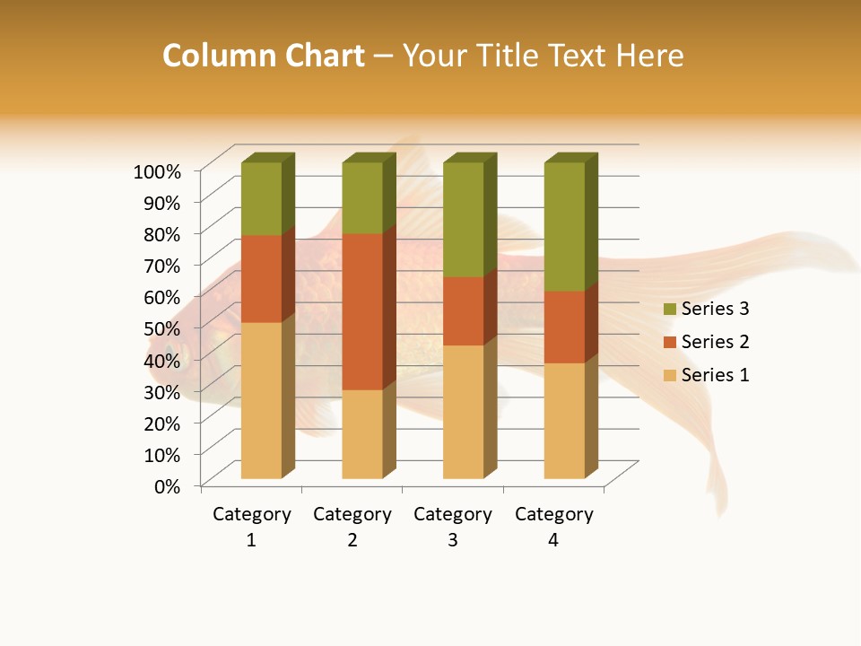 Gold Fish Swimming Isolated On A White Background PowerPoint Template