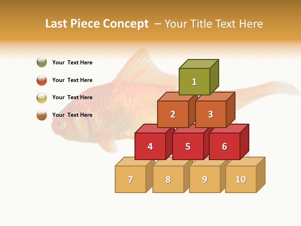 Gold Fish Swimming Isolated On A White Background PowerPoint Template