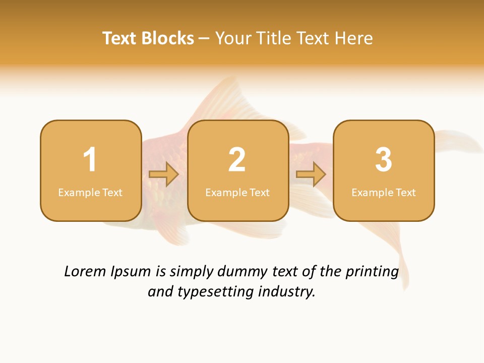 Gold Fish Swimming Isolated On A White Background PowerPoint Template