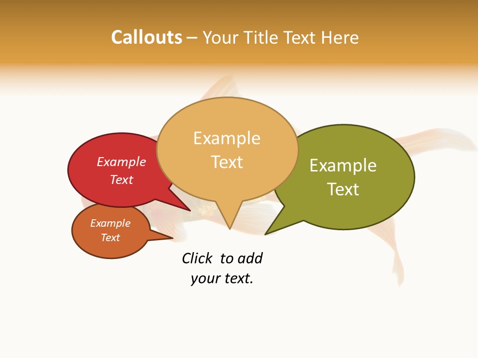 Gold Fish Swimming Isolated On A White Background PowerPoint Template